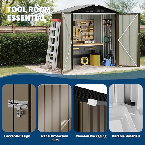 Garvee 6x4 FT Storage Shed – 130 Cu Ft, Sloped Roof, Weatherproof - Image 3