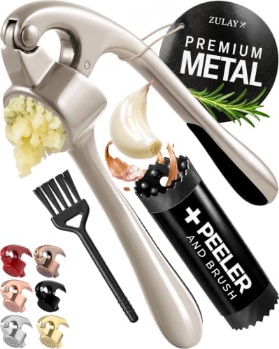 Zulay Kitchen Metal Garlic Press Garlic Mincer Tool Stainless Steel, Silver by ZulayKitchen