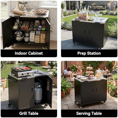 Outdoor Grill Cart with Storage & Stainless Steel Top for Outdoor - Image 6