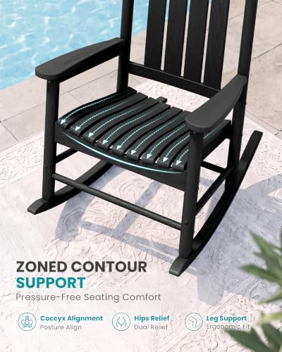 SERWALL Comfortable Outdoor Rocking Chairs Set of 2, Black - Image 4
