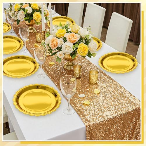 NatNarr 30-Pack 9-Inch Gold Scalloped Disposable Paper Dessert Plates - Image 5