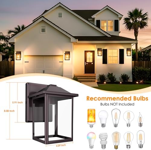 MATAMEYE Outdoor Wall Light Fixture, Exterior Waterproof Porch Lighting - Image 2