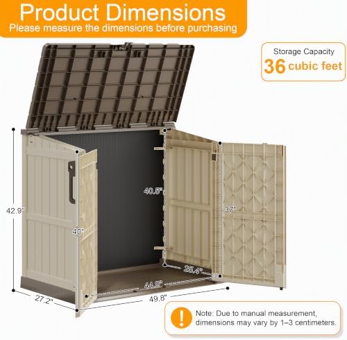 Outdoor Storage Box & Cabinet 36 Cu Ft, Patio Storage Box, Brown - Image 7