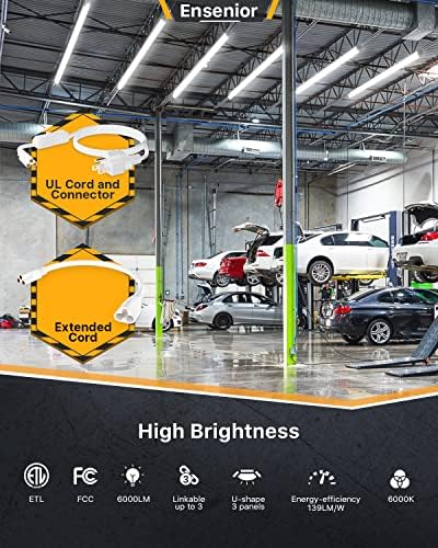 Ensenior 8FT LED Shop Lights, 6000K T8 Commercial Bay Lighting, 10 Pack - Image 2