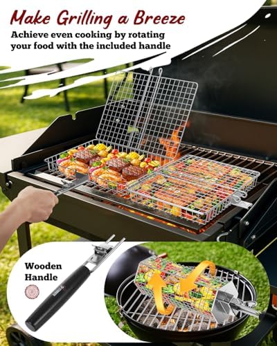 Grill Baskets for Outdoor Grill, 3 PCS Fish Basket for Grilling with Handle - Image 2