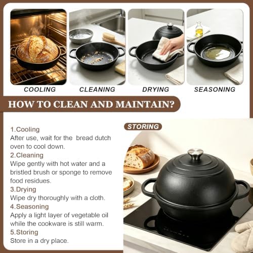 Cast Iron Bread Oven 6QT, Sourdough Bread Baking Pan with Lid - Image 7