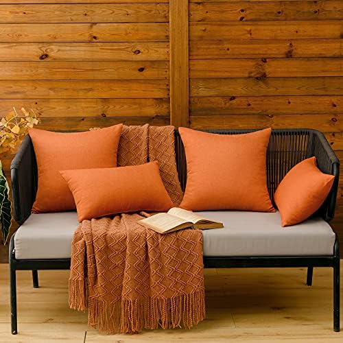 MIULEE Decorative Outdoor Pillow Covers Fall 16x16 Orange - Image 4