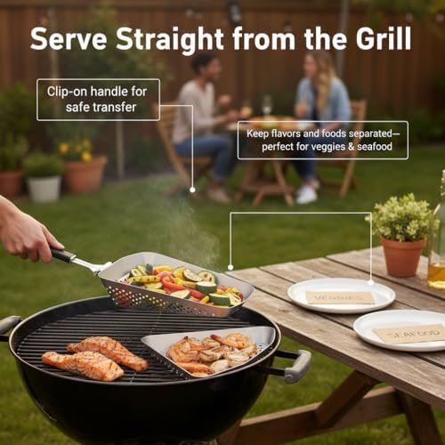 Yukon Glory Kettle Grill Basket Set, 2 Stainless Baskets, Clip-On - Image 4