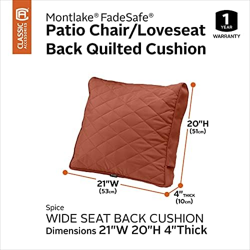 Classic Accessories Montlake FadeSafe FadeSafe Patio Chair/Loveseat Back Quilted Cushion, 21 x 20 x 4 Inch, Spice - Image 2