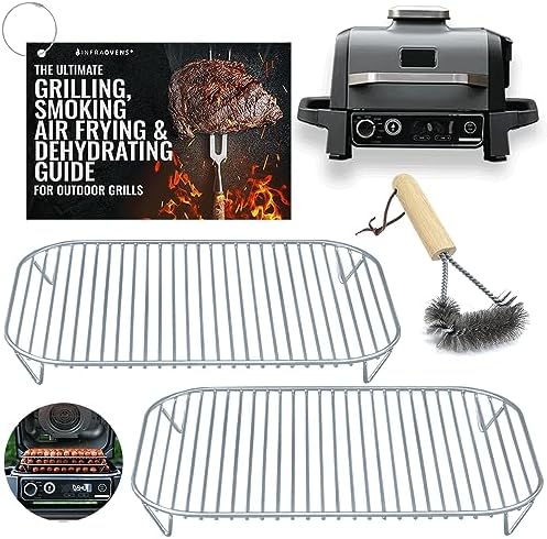 Stainless Steel Rack Set for Ninja Woodfire Outdoor Grill and Smoker with Waterproof Cooking Guide Accessory OG701 OG751 7-in-1 Wood Fire Electric Air Fryer Accessories, Dishwasher Safe by INFRAOVENS by INFRAOVENS