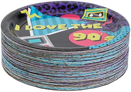 BLUE PANDA 90s Party Paper Dinner Plates - 9-Inch, 80-Count, Blue I Love the 90s Design - 1990s-Inspired Tableware for Birthday & Themed Decor - Image 4