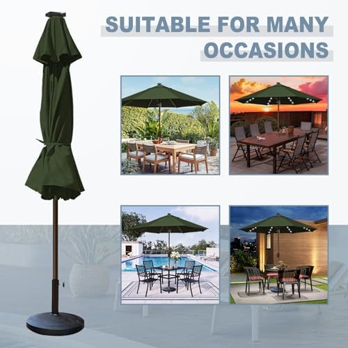 EliteShade USA 10-Year-Non-Fading 10ft Market Patio Umbrella, Commercial Grade Table Sun Umbrella with 80 Solar LED Lights, Crank Open, Windproof & UPF 50+ UV Protection for Garden, Deck, Pool, Backyard, No Tilt, Fern - Image 6