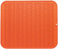 MicoYang Silicone Dish Drying Mat for Multiple Usage,Easy clean,Eco-friendly,Heat-resistant Silicone Mat for Kitchen Counter or Sink,Refrigerator or Drawer Liner Orange 2XL 24 inches x 18 inches by MicoYang