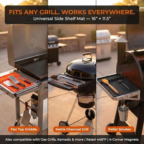 Magnetic Silicone Grill Mat for Side Shelves, 16x11.5 in, Black - Image 5