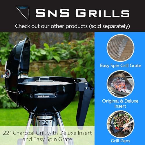SnS Grills Slow ‘N Sear EasySpin Charcoal Grill Cooking Grate - Compatible with Weber and Other Grills, 2-Zone Stainless Steel Hinged Replacement - Tailgating & Backyard Cooking - 26” Inches - Image 6