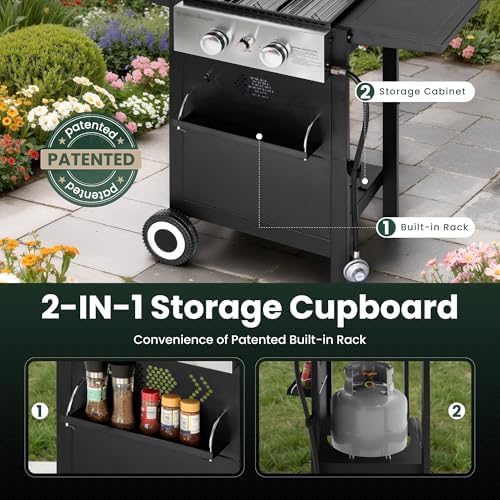 2 in 1 Griddle Grill Combo Small Propane Grill for Outdoor BBQ - Image 6