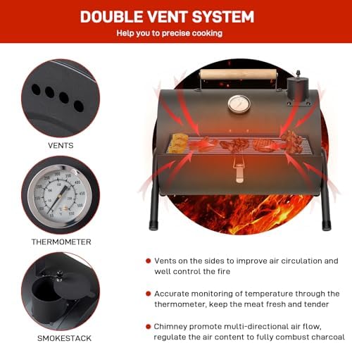 Outvita Portable Charcoal Grill, Tabletop Multi-functional Barbecue Smoker - Image 2