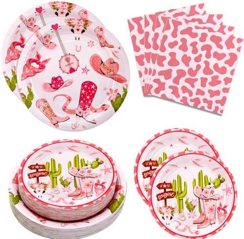 180PCS Cowgirl Paper Plates and Napkins Party Supplies Serve 60 by Osonm