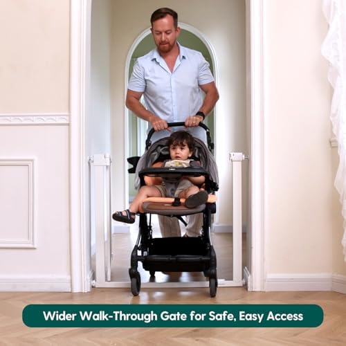 Babelio Baby Gate for Stairs No Drilling, 41-46" Wide Dog Gate with Door - Image 2