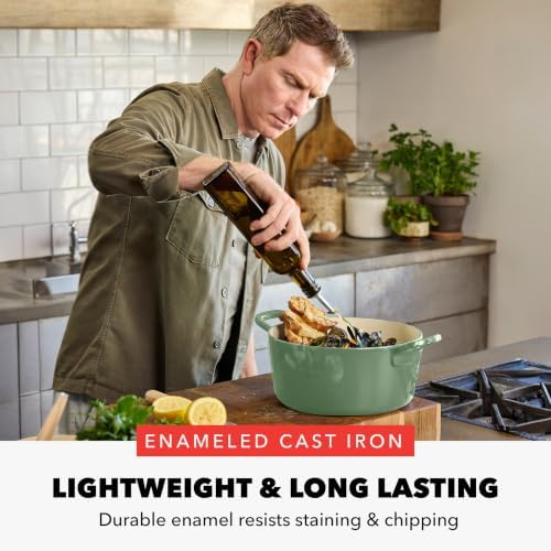 GreenPan x Bobby Flay 5.5QT Enameled Cast Iron Dutch Oven With Lid, Green - Image 3