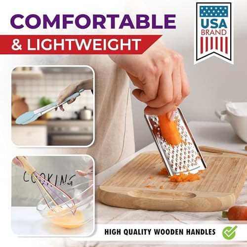 Kaluns 50 PCS Silicone Kitchen Utensils Set Complete Kitchen Set - 800°F Heat Resistant Non-Stick Premium Silicone Cooking Utensils W Wooden Handles - Can Opener, Masher, Turner, Silicone Spatula Set - Image 6