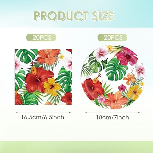 40PCS Tropical Hawaiian Hibiscus Floral Dessert Plates and Napkins Set - Image 2