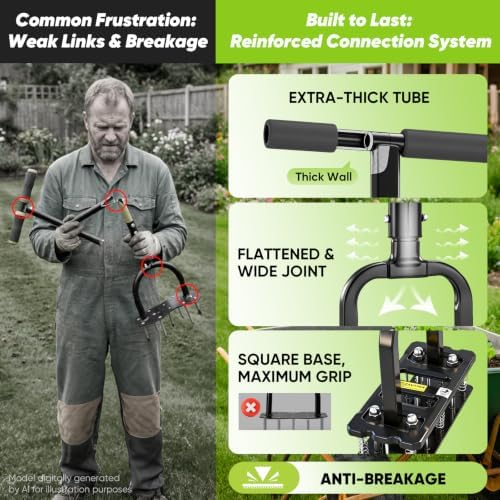 Sakerplus Aerator Lawn Tool, Spike Lawn Aerator with Self-Cleaning Tines - Image 5