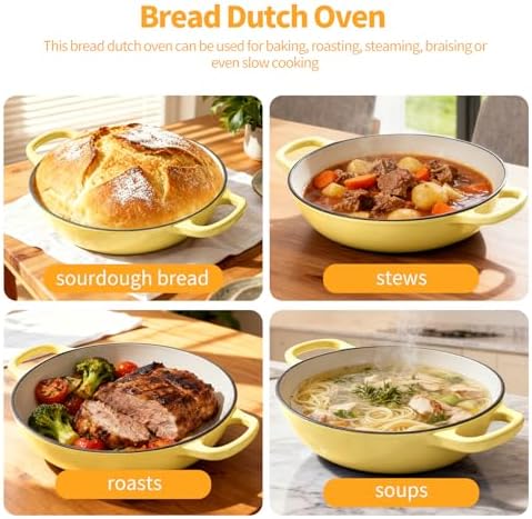 6QT Enameled Cast Iron Yellow Dutch Oven For Sourdough Bread Baking - Image 6