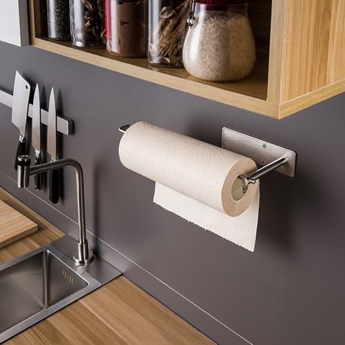 SUNTECH Paper Towel Holder Under Cabinet, Self Adhesive Kitchen Paper Roll - Image 5