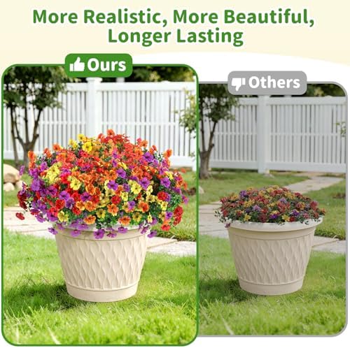 Artificial Outdoor Flowers, UV Resistant Waterproof Faux Plants, 12 Bundles - Image 5