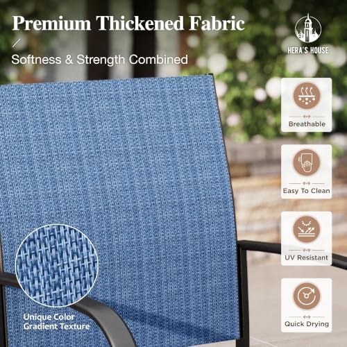 HERA'S HOUSE 7pc Outdoor Patio Dining Set for 6, Textilene Chairs, Blue - Image 2