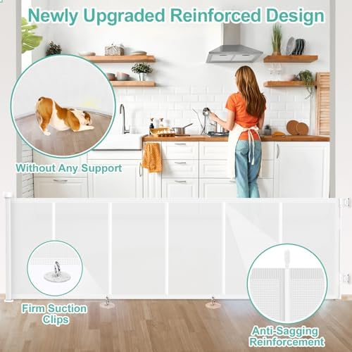 EZIGO 120 Inch Retractable Baby Gates Extra Wide Reinforced Baby Dog Gate - Image 3
