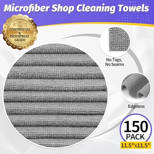 Microfiber Cleaning Cloth,150 Pack Grey Cleaning Rags - Image 2