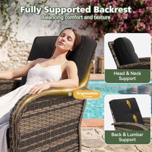 Aoxun 5 Piece Outdoor Patio Furniture Set with Coffee Table, Outdoor Patio Furniture Sets with High Back Swivel Rocker Chairs, Outdoor Sofa Set with Ottoman for Backyard & Garden, Black - Image 6