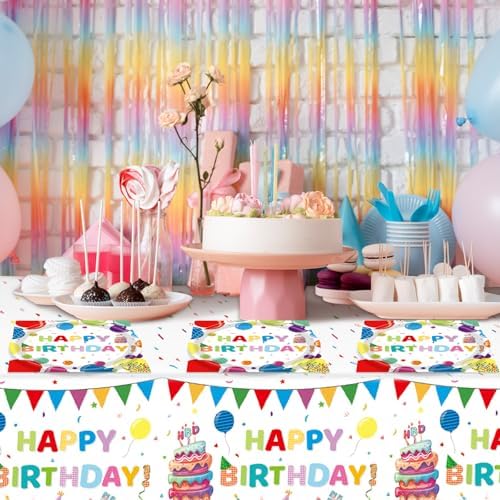 41Pcs Happy Birthday Decorations Colorful Birthday Party Supplies Set Rainbow Color Balloons Design Happy Birthday Paper Plates Napkins Tablecloth丨Birthday Decorations for Boys Girls Kids,Serve 20 - Image 7