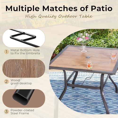 MIXPATIO 37" Patio Table for 4, Metal Table w/Polywood Tabletop - Image 3
