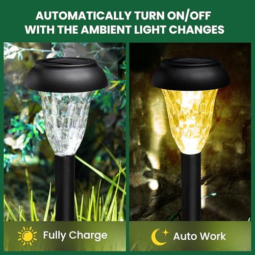 GIGALUMI Solar Lights Outdoor Waterproof Pathway Lights, 12 Pack Warm White - Image 4