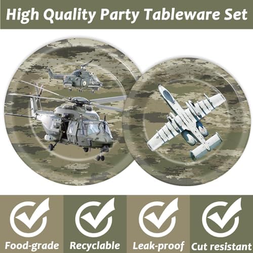 Camo Army Birthday Party Supplies Army Party Paper Plates And Napkins Camouflage Party Tableware Army Soldier Camouflage Party Disposable Dinnerware for Birthday Baby Shower Party Decoration Serve 24 - Image 3