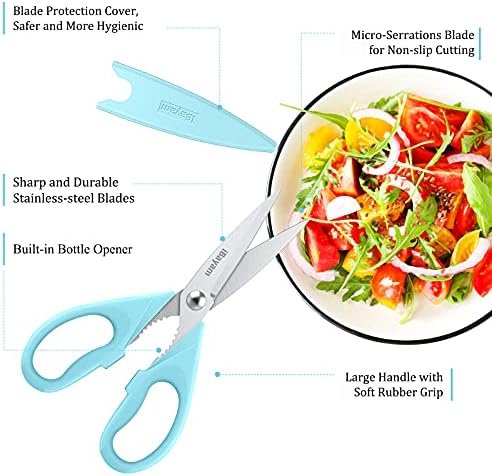 iBayam 8.7" Heavy Duty Kitchen Scissors All Purpose 2-Pack –Pistachio/Blue - Image 2