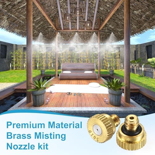 M METERXITY 10-Pack Brass Misting Nozzles, 0.02inch/0.5mm Orifice Heavy Duty 10/24 UNC Screw Thread Misting Nozzle Plug for Outdoor Spray Cooling System/Patio Mist System/Dust Control - Image 5