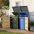 Goplus 44 Cu.Ft Outdoor Trash Can Storage, Garbage Can Hider Outdoor with 2 Lockable Doors Gas Struts & Shock Absorbers, Outdoor Storage for Patio, Backyards, Yard & Garden by Goplus