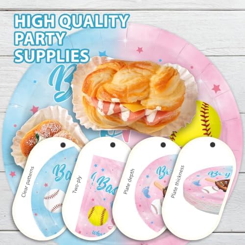 96 Pcs Baseball Gender Reveal Party Decorations for Baby, Serves 24 - Image 6