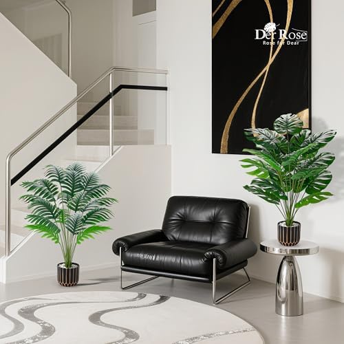 Der Rose 2 Pack 28" Fake Plants, Faux Palm and Monstera for Office Decor - Image 6