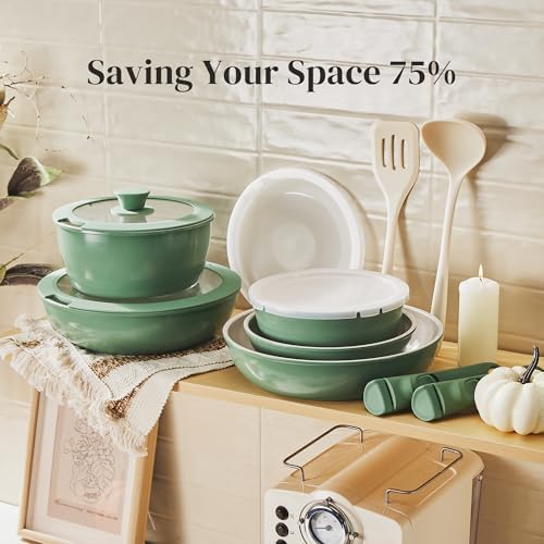 Redchef 16pcs Ceramic Pots and Pans Set Nonstick, Healthy RV Cookware Set - Image 5