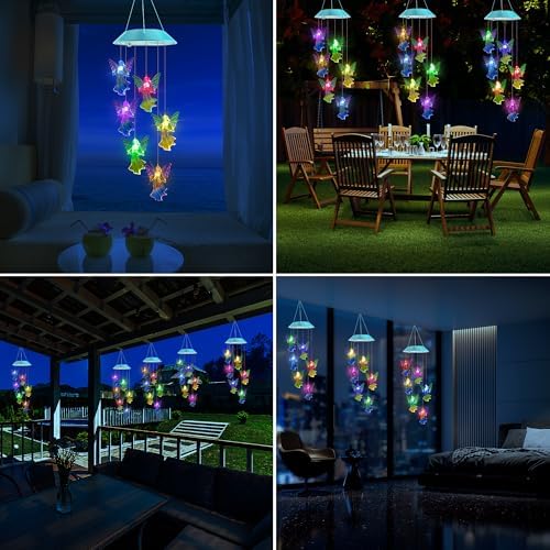 Solar Wind Chimes Outdoor, Color Changing Angel Gift for Mom Grandma - Image 2
