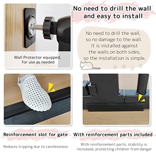 Lumizone 55.12" Extra Tall Pet Gate for Cat Dog 63.39"-67.90" Wide Black - Image 6