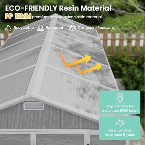 UDPATIO Plastic Storage Shed 7.5x10FT, Outdoor Resin Garden Shed,Grey White - Image 3
