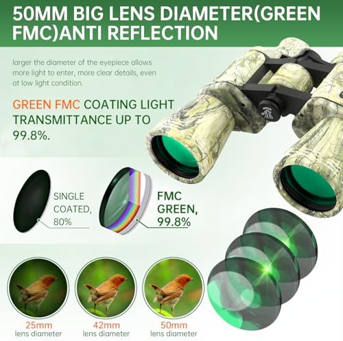20x50 High Powered Binoculars for Adults, Waterproof Binoculars with Low Light Vision for Bird Watching Hunting Camping Travel Cruise Hiking Sports Stargazing, Unique Gifts for Men - Image 5