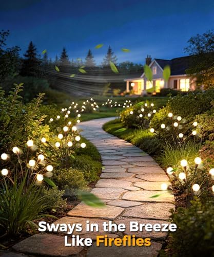 10 Pack Solar Garden Lights 80 LED, Solar Lights Outdoor Waterproof IP65, Decorative Garden Lights Solar Powered for Yard Patio Pathway Decor, Outside Fairy Firefly Lights Garden Gifts - Image 6