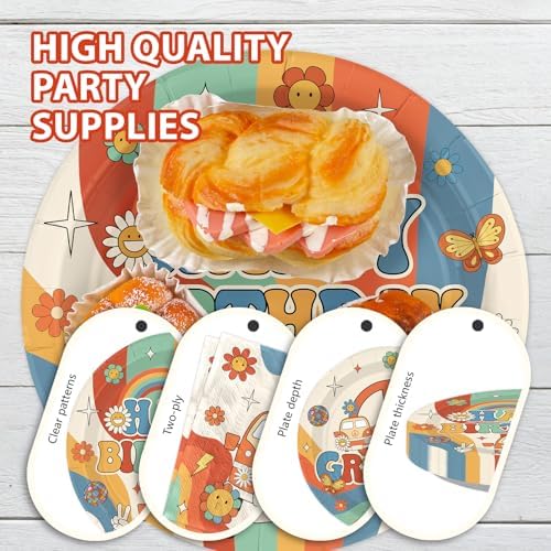168 Pcs Groovy Birthday Party Decorations for Hippie, Serves 24 - Image 4